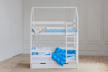 Детская двухэтажная кровать Домик с ящиками, цвет белый в Иваново