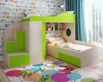 Детская кровать-шкаф Кадет-2, корпус Дуб, фасад Лайм в Иваново