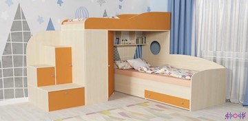 Детская кровать-шкаф Кадет-2, корпус Дуб, фасад Оранжевый в Иваново