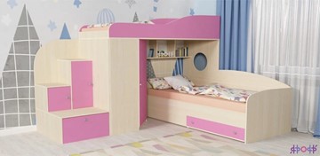 Детская кровать-шкаф Кадет-2, корпус Дуб, фасад Розовый в Иваново