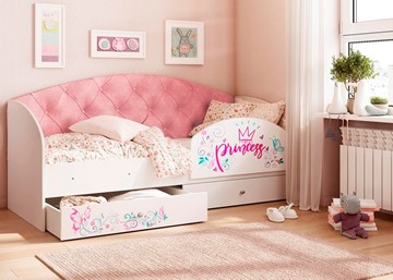 Кровать детская Эльза с бортиком, Розовый (щиты) в Иваново