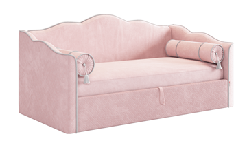 Кроватка с подъемным механизмом Лея (Софа) 90х200 (нежно-розовый (велюр)/галька (велюр)) в Иваново
