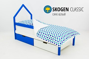 Кровать-домик детская мини Skogen сине-белый в Иваново