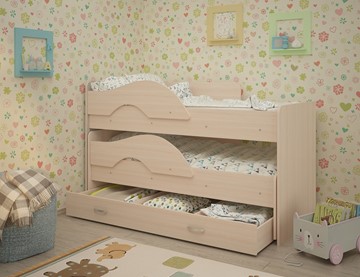 Детская 2-этажная кровать Радуга 1.6 с ящиком, цвет Млечный дуб в Иваново