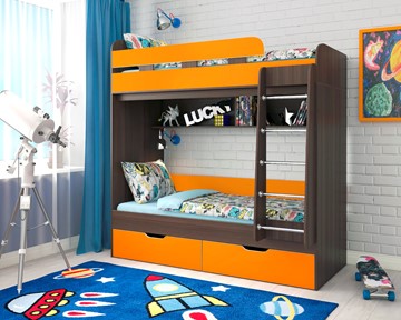 Детская 2-х ярусная кровать Ярофф Юниор-5, каркас Бодего, фасад Оранжевый в Иваново