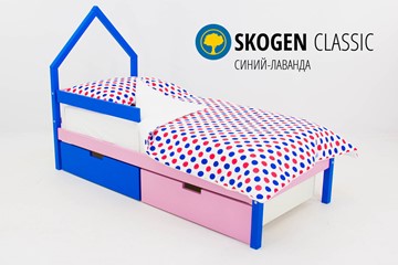 Кровать-домик детская мини Skogen синий-лаванда в Иваново