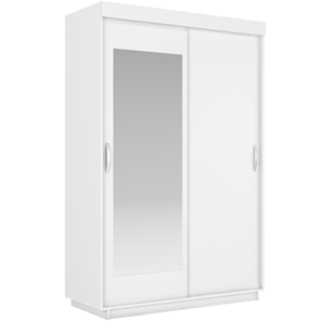 Шкаф 2-дверный Лайт (ДСП/Зеркало) 1000х595х2120, Белый Снег в Иваново