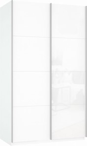Шкаф-купе двухдверный Прайм (ДСП/Белое стекло) 1600x570x2300, белый снег в Иваново