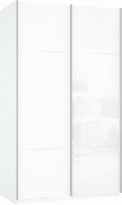 Шкаф-купе двухдверный Прайм (ДСП/Белое стекло) 1200x570x2300, белый снег в Иваново