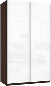 Шкаф Прайм (Белое стекло/Белое стекло) 1400x570x2300, венге в Иваново