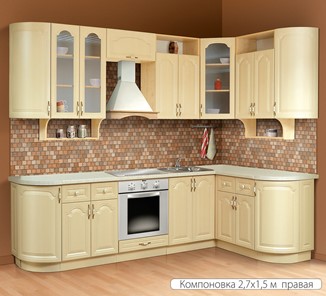Угловая кухня Классика 2700х1500, цвет Дуб беленый в Иваново