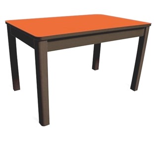 Обеденный стол Айсберг-05 СТ1, венге ЛДСП/стекло оранжевое/42 прямые массив венге в Иваново