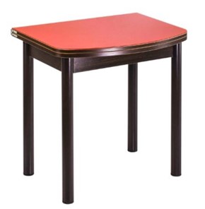 Кухонный раскладной стол СПГ-01 СТ1, венге ЛДСП/стекло оранжевое/38 прямые трубки крашеные коричневый в Иваново