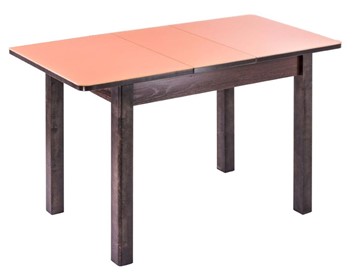 Кухонный стол раздвижной Айсберг-07 СТ1, венге ЛДСП/стекло оранжевое/42 прямые массив венге в Иваново