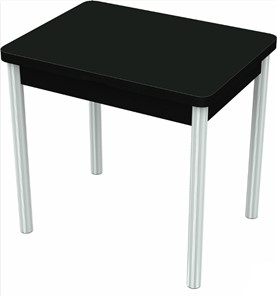 Обеденный раздвижной стол Бари хром №6 (стекло черное/черный) в Иваново