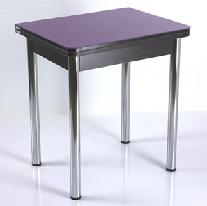 Кухонный пристенный стол СПА-02 СТ2, венге ЛДСП/стекло фиолетовый/39 прямые трубки хром в Иваново