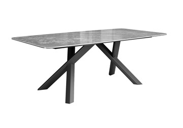 Керамический обеденный стол DikLine KS220 керамика Monsoon (серый глянец JA688) / опоры черные в Иваново