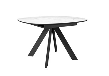 Керамический обеденный стол DikLine BK100 Керамика Белый мрамор/подстолье черное/опоры черные в Иваново