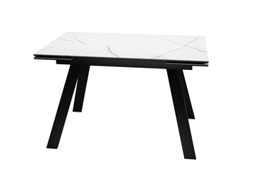 Керамический обеденный стол DikLine DKL140 Керамика Белый мрамор/опоры черные (2 уп.) в Иваново