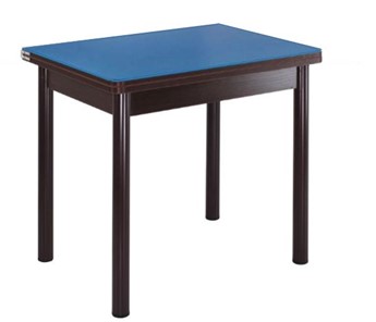 Кухонный пристенный стол СПА-01 СТ2, венге ЛДСП/стекло синие/38 прямые трубки крашеные коричневый в Иваново