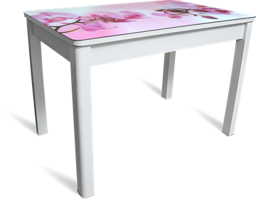 Кухонный раздвижной стол Айсберг-02 СТФ, белое лдсп/орхидея/40 прямые массив белые в Иваново