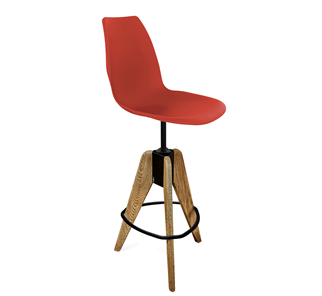 Барный стул SHT-ST29/S92 (красный ral 3020/брашированный коричневый/черный муар) в Иваново