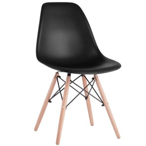 Комплект стульев 4 шт. BRABIX "Eames CF-010", пластик черный, опоры дерево/металл, 532631, 2033A в Иваново