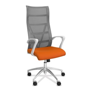 Офисное кресло Топ X белый каркас, сетка/ткань TW / серая/оранжевая в Иваново