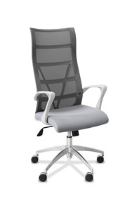 Кресло для руководителя Топ X белый каркас, сетка/ткань TW / серая/ серая в Иваново