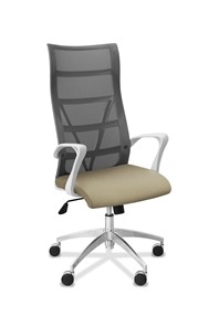 Кресло в офис Топ X белый каркас, сетка/ткань TW / серая/светло-серая в Иваново