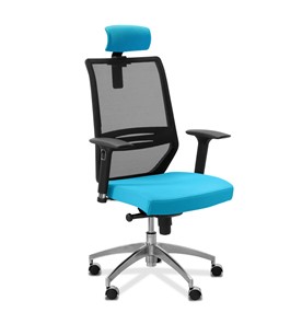 Офисное кресло Aero lux с подголовником, сетка/ткань TW / черная/голубая в Иваново