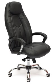 Кресло BOSS Lux, кож/зам, черный/черный перфорированный, арт.9160 в Иваново