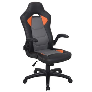 Кресло офисное BRABIX "Skill GM-005", откидные подлокотники, экокожа, черное/оранжевое, 532495 в Иваново