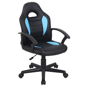 Кресло офисное BRABIX "Spark GM-201", экокожа, черное/голубое, 532505 в Иваново