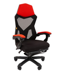 Офисное кресло CHAIRMAN 571 с подставкой для ног , сетчатый акрил / полиэстер черный/красный в Иваново