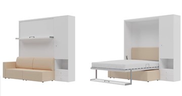 Подъемная кровать Кровать-трансформер Smart (КД 1400+ШП), шкаф правый, левый подлокотник в Иваново
