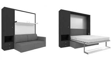 Шкаф-кровать трансформер Кровать-трансформер Smart (ШЛ+КД 1400), шкаф левый, правый подлокотник в Иваново