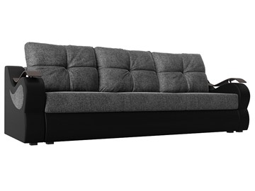 Прямой диван Меркурий еврокнижка, Серый/черный (рогожка/экокожа) в Иваново