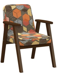 Кресло в гостиную Ретро ткань геометрия коричневый, каркас орех в Иваново