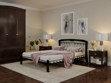 Кровать спальная Муза 4 Лайт, 1600, черный/шоколад в Иваново