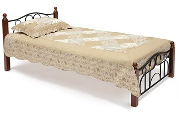 Кровать 1-спальная AT-808 дерево гевея/металл, 90*200 см (Single bed), красный дуб/черный в Иваново