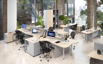 Офисный набор мебели OFFIX-NEW для 4 сотрудников с двумя шкафами в Иваново