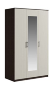 Шкаф 3 двери Genesis Светлана, с зеркалом, венге/дуб молочный в Иваново
