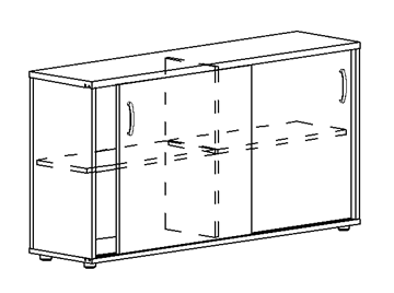Шкаф-купе низкий Albero, для 2-х столов 60 (124,4х36,4х75,6) в Иваново