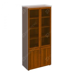 Шкаф для документов со стеклянными дверьми в рамке Мастер, темный орех (90х45х208) МТ 379 в Иваново