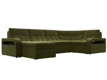 П-образный диван Лига-035, Зеленый (Микровельвет) в Иваново