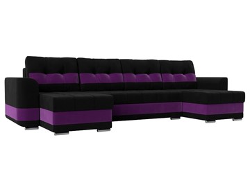 П-образный диван Честер, Черный/фиолетовый (вельвет) в Иваново