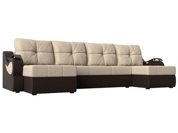 П-образный диван Меркурий П, Бежевый/коричневый (экокожа) в Иваново