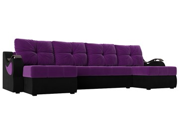П-образный диван Меркурий П, Фиолетовый/черный (вельвет) в Иваново