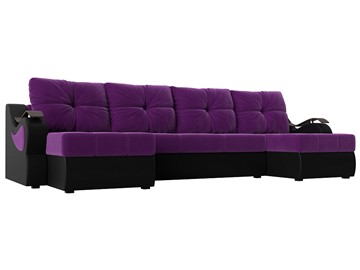 П-образный диван Меркурий П, Фиолетовый/черный (вельвет/экокожа) в Иваново